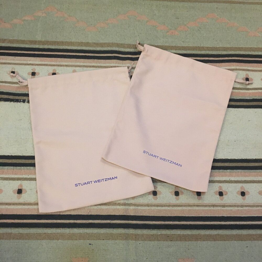 Two (2) Stuart Weitzman 14” x 10” blush pink drawstring dustbag garment dust bag